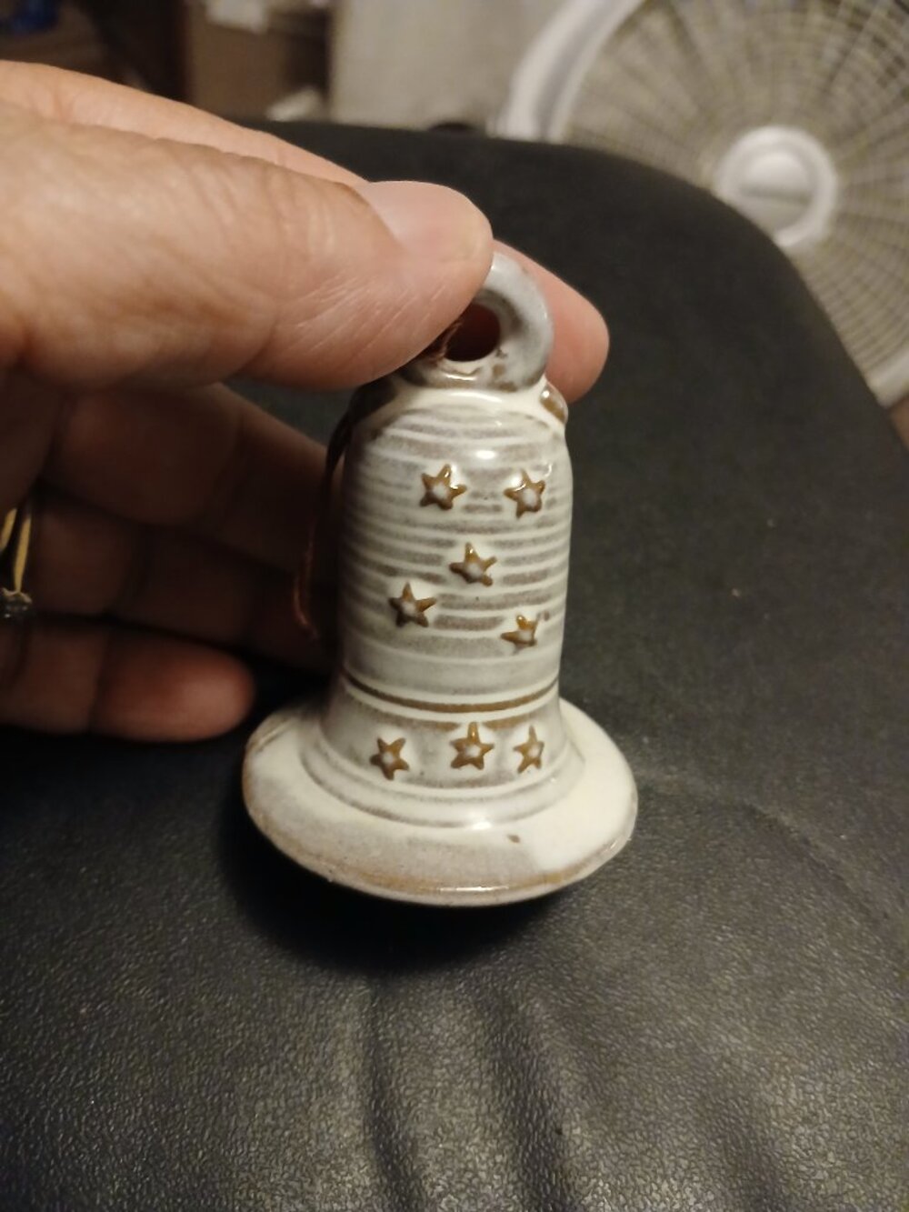 Gray Ceramic Bell Christmas Ornament 2.5" Holiday Tree Decor